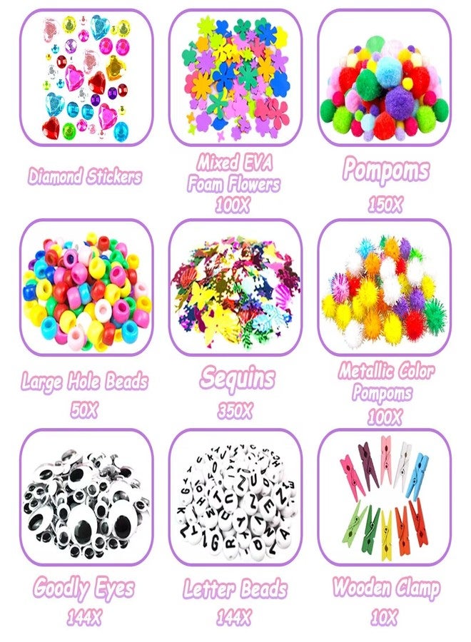 VLUSSO 2000 Pcs DIY Arts and Crafts Supplies Kit for Kids - Kids Craft Kits Art Supplies Material Set with Pipe Cleaner All in 1 Crafting Collage Activity for Toddlers Gifts Toys Age 5 6 7 8 9 Year Old Girls - Image 2